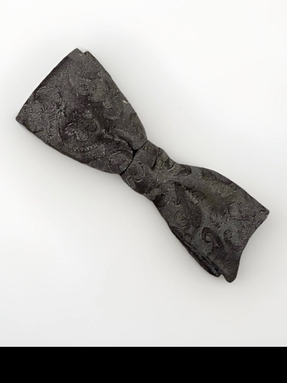 Vintage Black Paisley Beau Tie Brand - Classic Style Clip-on 1.5” x 4.5”